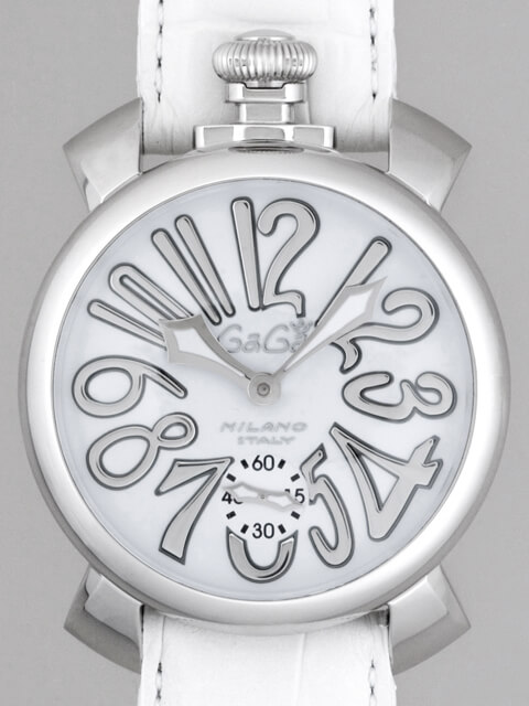 ガガ･ミラノスーパーコピー GAGAMILANO マニュアル　48mm　手巻き z5010.10 ホワイト皮 ホワイト/シルバーアラビア